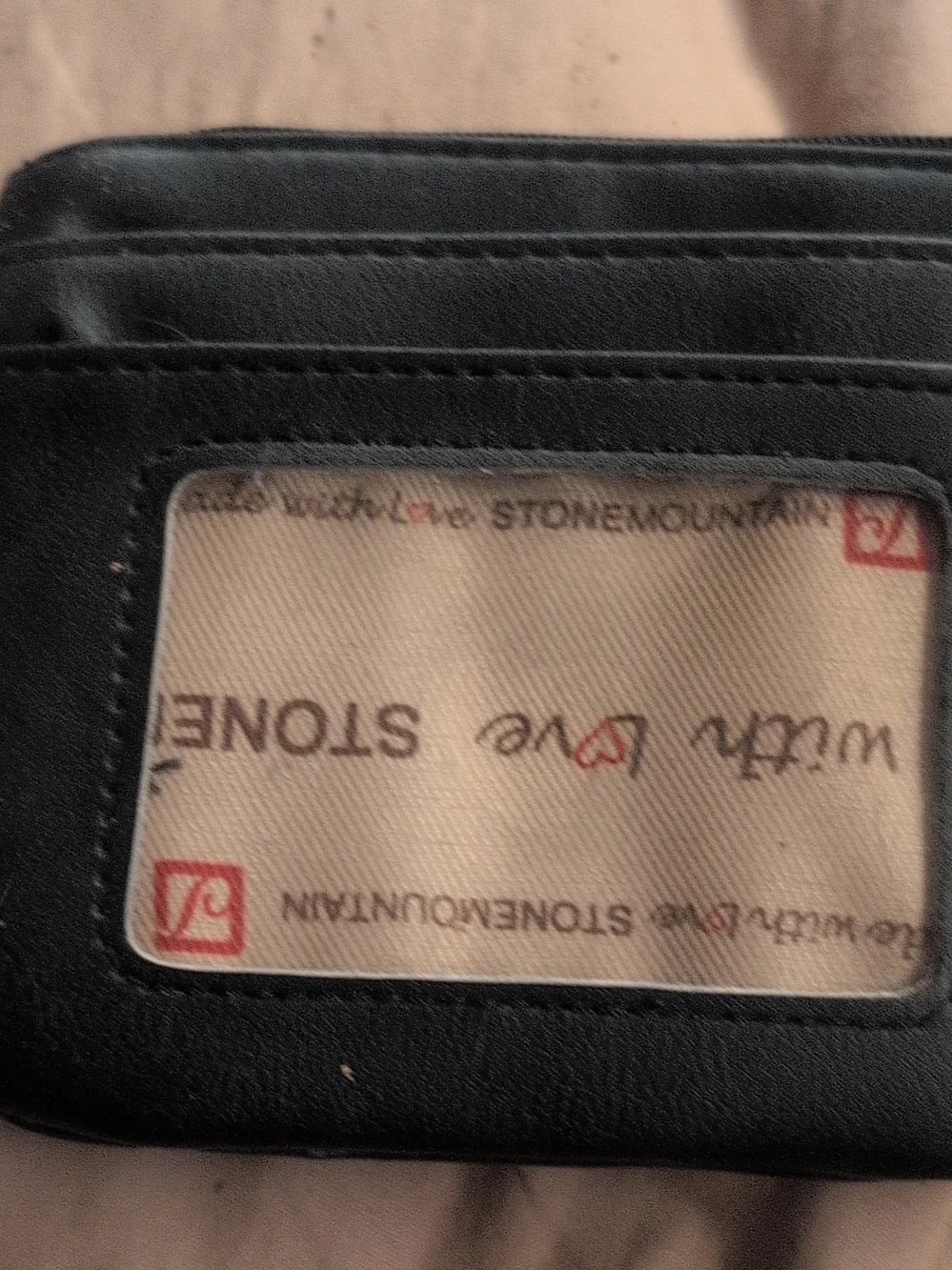 Stone Mountain Accessories Black Leather Men's Zip Pouch with Embossed Logo